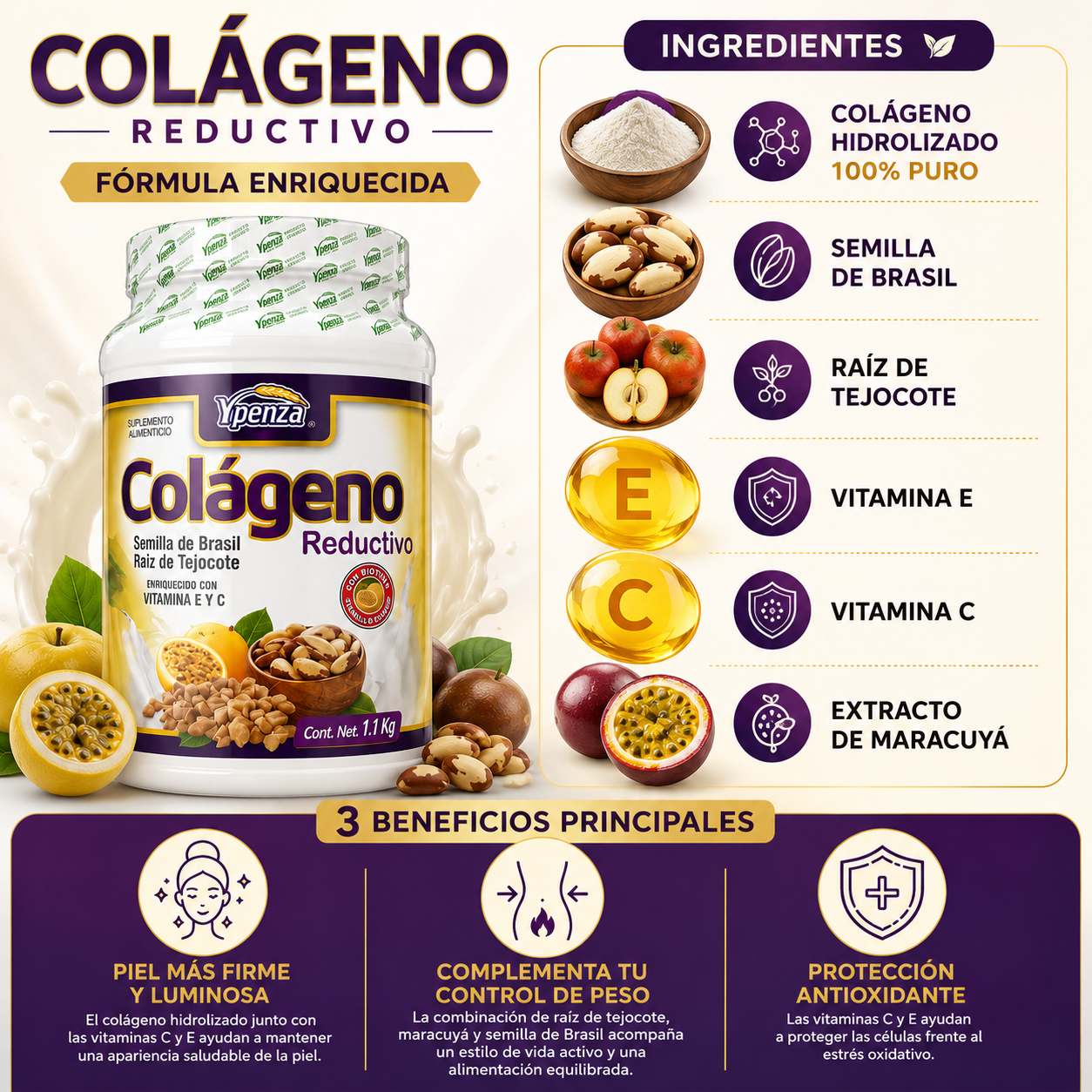 Colágeno Reductivo Ypenza 1.1 kg