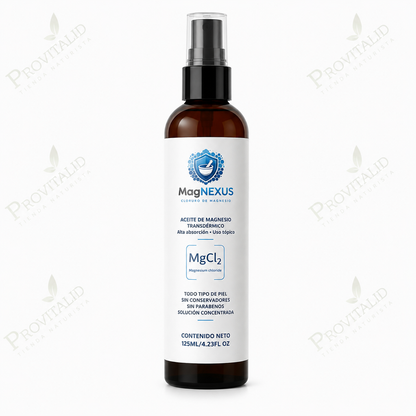 Aceite de Magnesio Transdérmico MagNEXUS | Cloruro de Magnesio de Alta Absorción | Uso Tópico | 125 ml