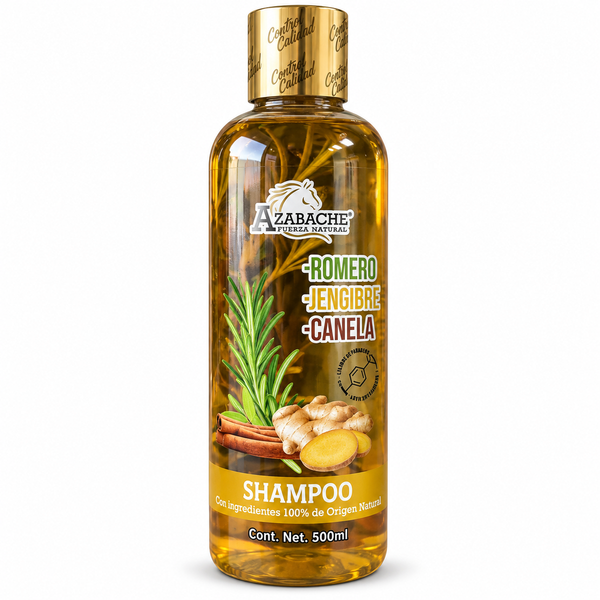 Shampoo Orgánico de Romero, Jengibre y Canela | Fortalece, Limpia y Revitaliza el Cabello | 1 Litro