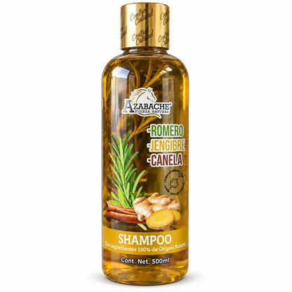 Shampoo Orgánico de Romero, Jengibre y Canela | Fortalece, Limpia y Revitaliza el Cabello | 1 Litro