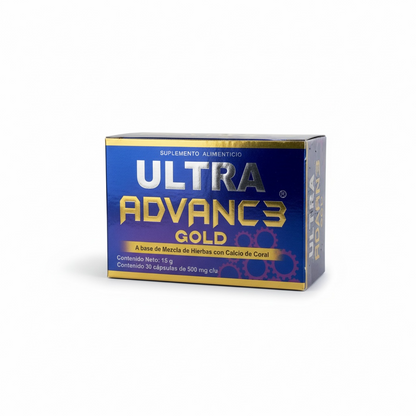 Ultra Advance Gold | Fórmula Herbal con Calcio de Coral | Energía, Rendimiento Físico y Mental | 30 Cápsulas