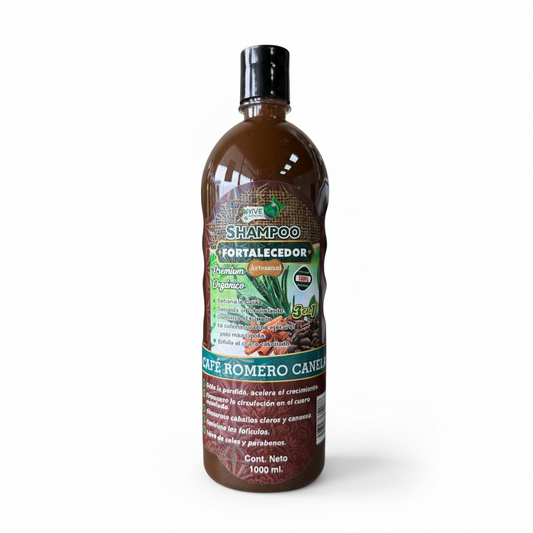 Shampoo Fortalecedor de Café, Romero y Canela | Ayuda a Fortalecer, Revitalizar y Dar Más Vitalidad al Cabello