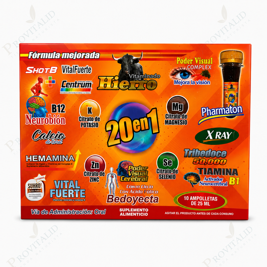 20 en 1 Vitaminado con Hierro | Complejo de Vitaminas y Minerales para Energía, Defensas y Bienestar General