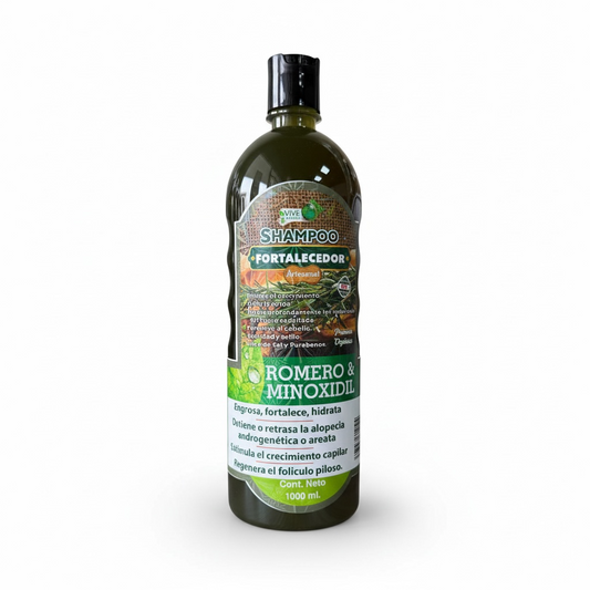 Shampoo de Romero con Minoxidil | Fortalece, Estimula el Crecimiento y Ayuda a Reducir la Caída del Cabello | 1 Litro