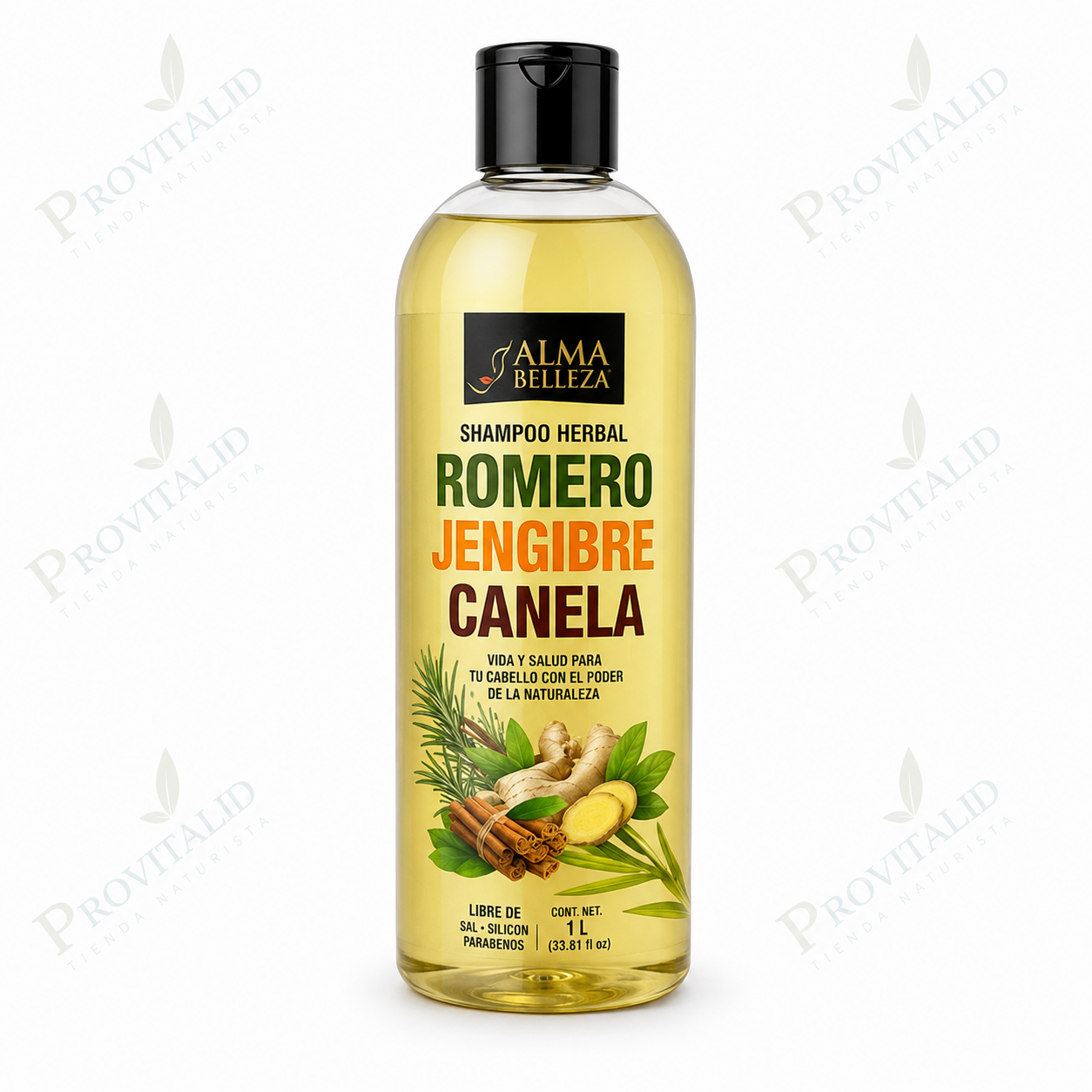 Shampoo Fortalecedor de Romero, Jengibre y Canela | 1 L Alma Belleza