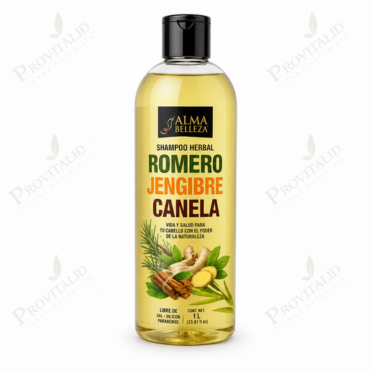 Shampoo Fortalecedor de Romero, Jengibre y Canela | 1 L Alma Belleza