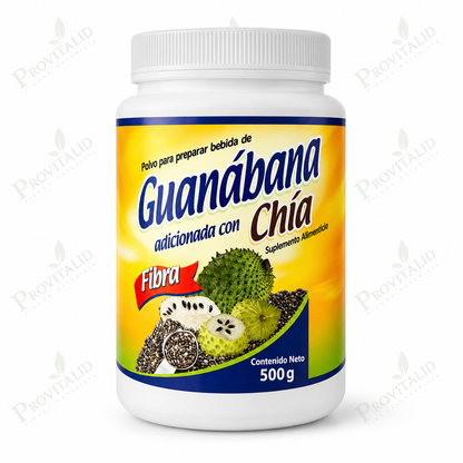 Guanábana con Chía y Piña | Fibra Natural y Endulzada con Stevia | 500 g
