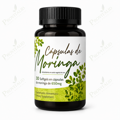 Aceite de Moringa 650 mg | 30 Softgels | Fuente Natural de Antioxidantes