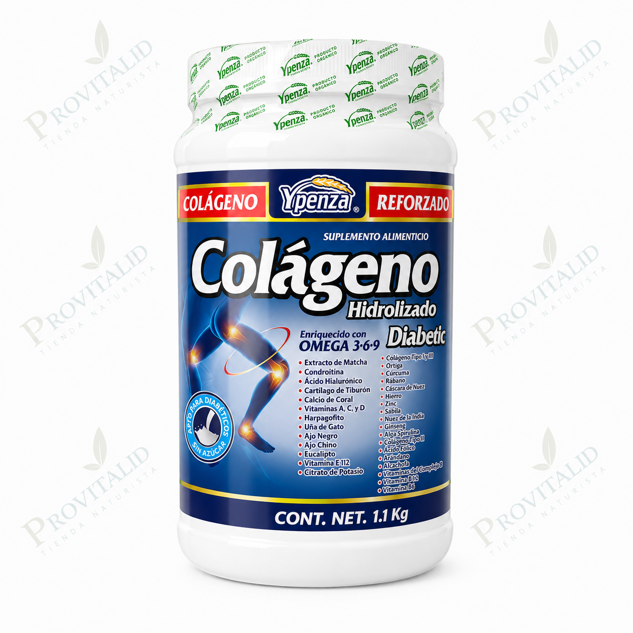 Colágeno Hidrolizado Reforzado Diabetic | Omega 3-6-9, Colágeno Tipo II y Ácido Hialurónico | 1.1 kg