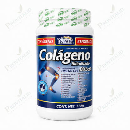 Colágeno Hidrolizado Reforzado Diabetic | Omega 3-6-9, Colágeno Tipo II y Ácido Hialurónico | 1.1 kg