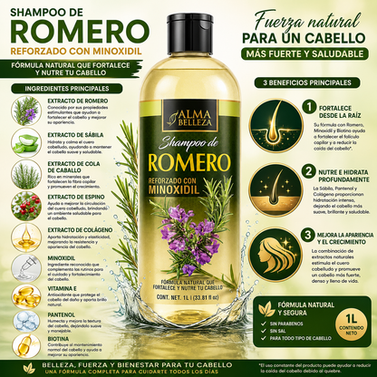 Shampoo de Romero con Minoxidil | Fortalece y Nutre tu Cabello | 1 L
