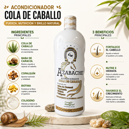 Acondicionador Cola de Caballo con Baba de Caracol y Colágeno | Fortalece, Repara e Hidrata el Cabello