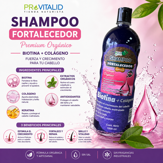 Shampoo Fortalecedor con Biotina y Colágeno | Cabello Más Fuerte, Abundante y con Brillo Natural