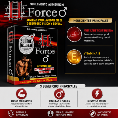 Sukrol H Force | Suplemento con Vitamina E | Apoyo para la Vitalidad, Energía y Rendimiento Masculino | 100 Tabletas