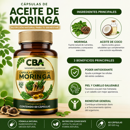 Aceite de Moringa en Cápsulas | Nutrición Natural para Piel, Cabello y Bienestar General