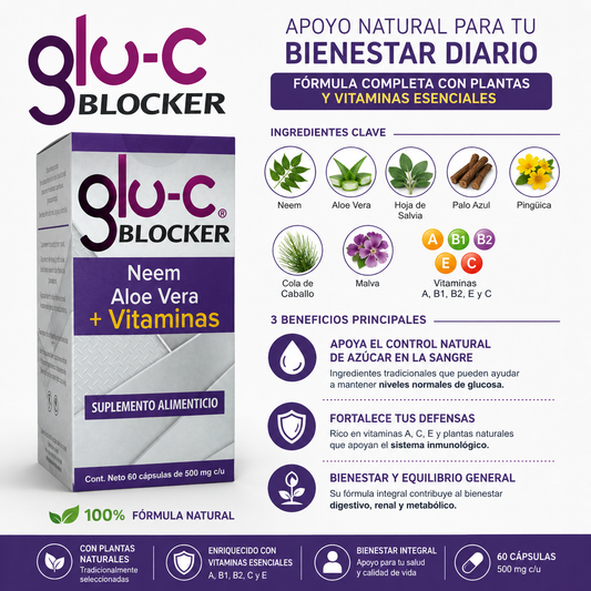 Glu-C Blocker | Neem, Aloe Vera y Vitaminas | Apoyo al Bienestar Metabólico y Equilibrio Diario