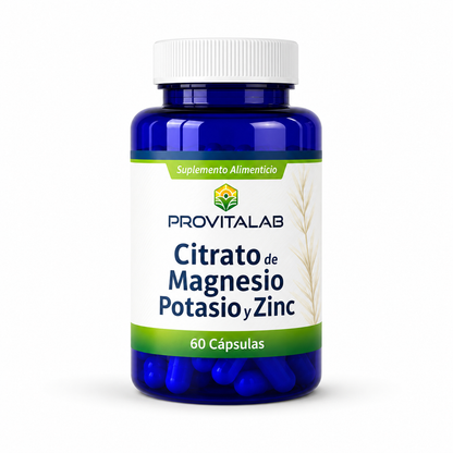Citrato de Magnesio + Potasio + Zinc | 60 Cápsulas