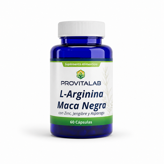 L-Arginina y Maca Negra con Zinc | Fórmula con Jengibre y Ajo Negro | Energía y Vitalidad | 60 Cápsulas