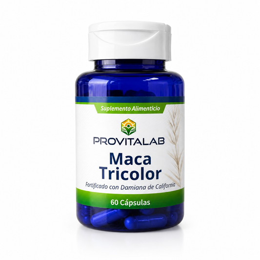 💪 Maca Tricolor Reforzada con Damiana de California – Provitalab (60 cápsulas)
