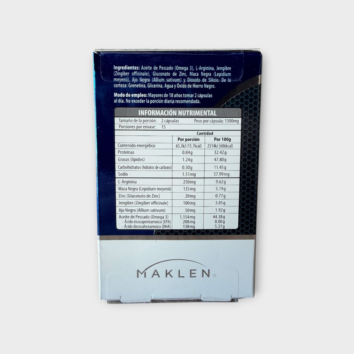 ⚡ Maca Negra + L-Arginina, Zinc y Omega 3 – Maklen (60 cápsulas)
