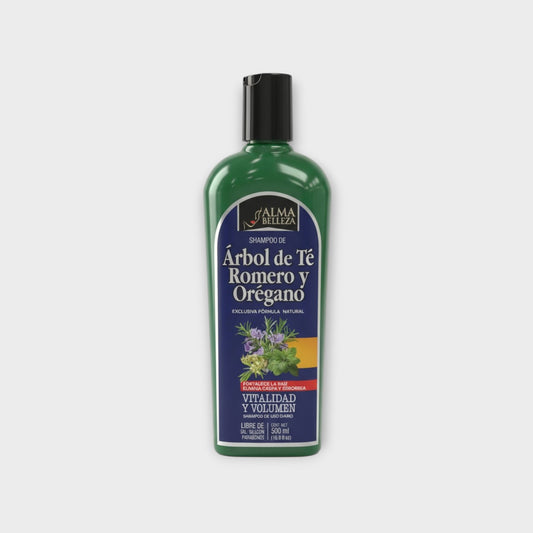 🍃 Shampoo Árbol de Té + Romero + Orégano – 500 ml (Alma Belleza)